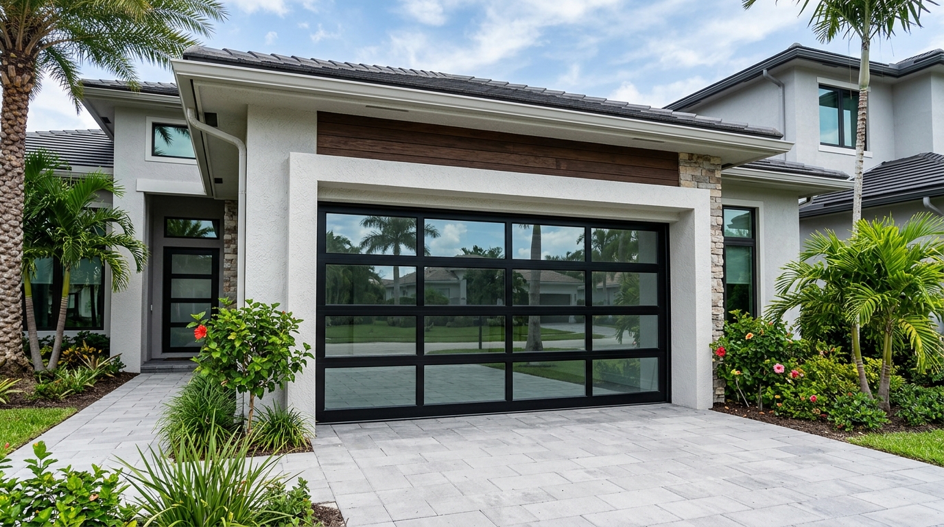 New Insulated Hurricane Impact Garage Door After Replacement